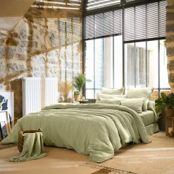 Lenzuolo sopra garza di cotone (270 x 300 cm) Gaïa Verde tiglio