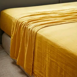 Lenzuolo sopra garza di cotone (270 x 300 cm) Gaïa Giallo zafferano