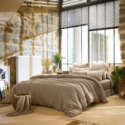 Lenzuolo sopra garza di cotone (240 x 300 cm) Gaïa Marrone corda