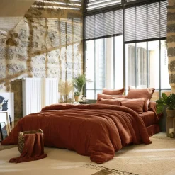 Lenzuolo sopra garza di cotone (240 x 300 cm) Gaïa Terracotta
