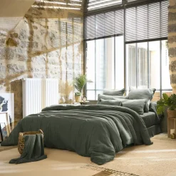 Lenzuolo sopra garza di cotone (240 x 300 cm) Gaïa Verde rosmarino