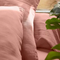 Lenzuolo sopra garza di cotone (270 x 300 cm) Gaïa Rosa pesca