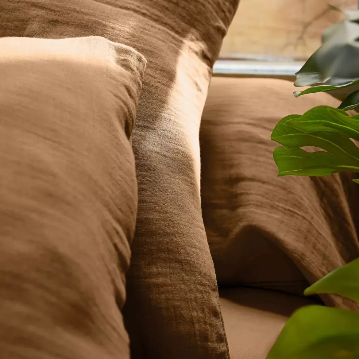 Lenzuolo sopra garza di cotone (270 x 300 cm) Gaïa Camel