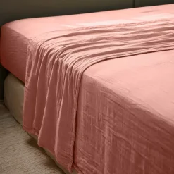 Lenzuolo sopra garza di cotone (240 x 300 cm) Gaïa Rosa pesca