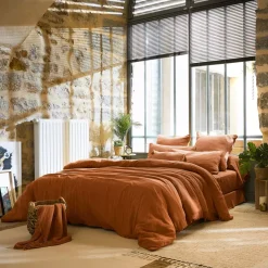 Lenzuolo sopra garza di cotone (270 x 300 cm) Gaïa Albicocca