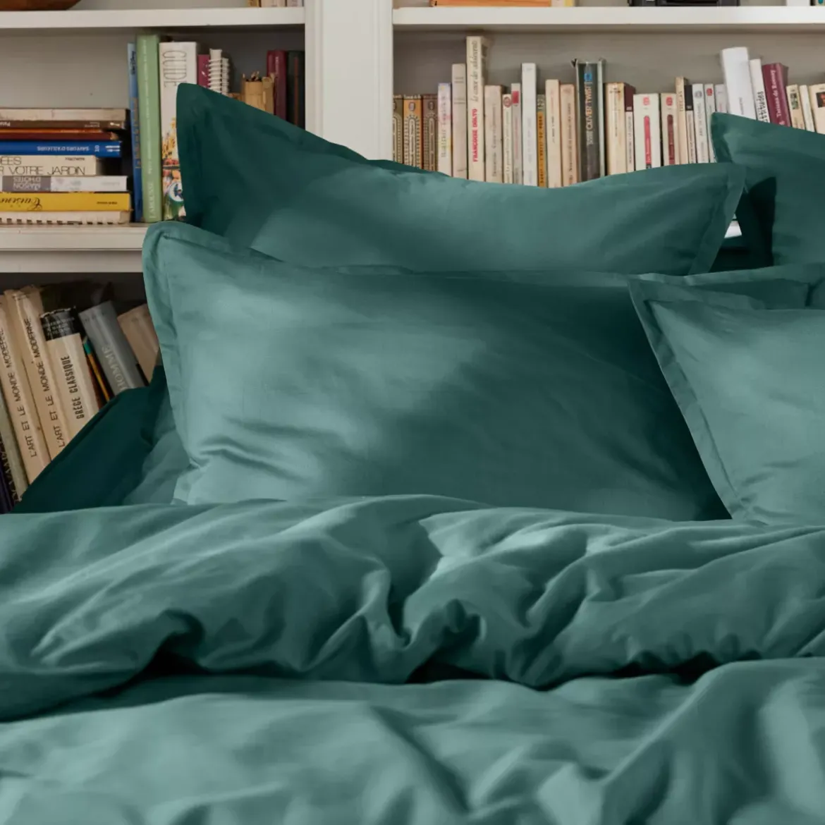 Lenzuolo sopra percalle di cotone (180 x 290 cm) Cali Blu ottanio
