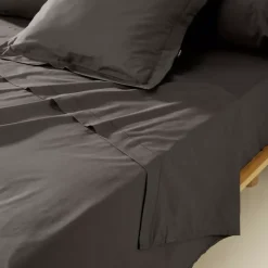 Lenzuolo sopra percalle di cotone (270 x 300 cm) Cali Grigio antracite