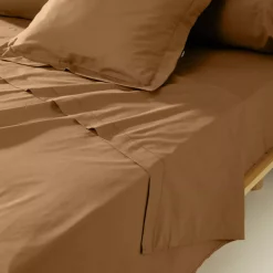 Lenzuolo sopra percalle di cotone (180 x 290 cm) Cali Camel