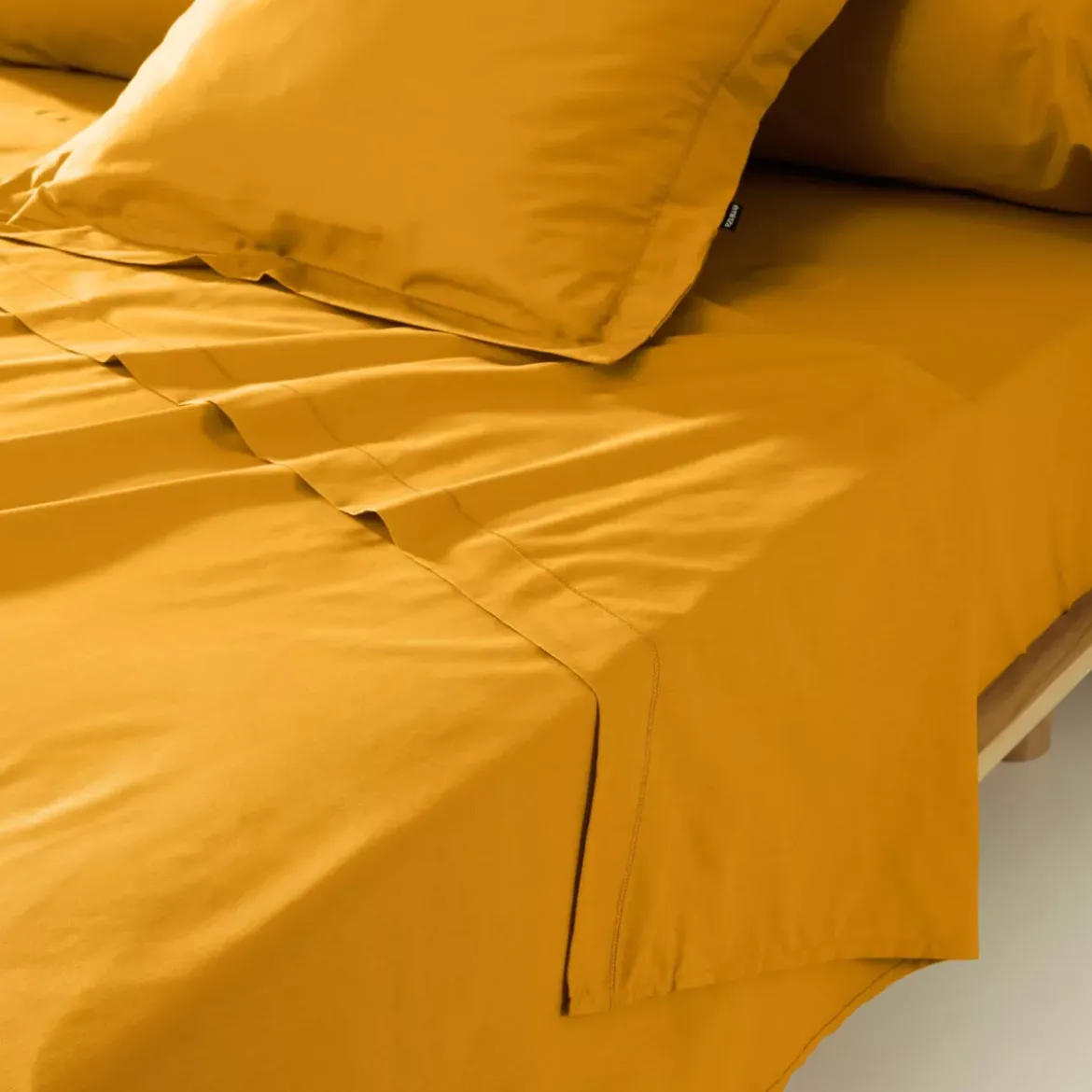 Lenzuolo sopra percalle di cotone (270 x 300 cm) Cali Giallo senape
