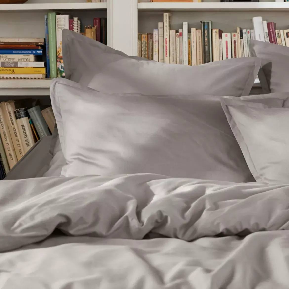 Lenzuolo sopra percalle di cotone (270 x 300 cm) Cali Grigio chiaro