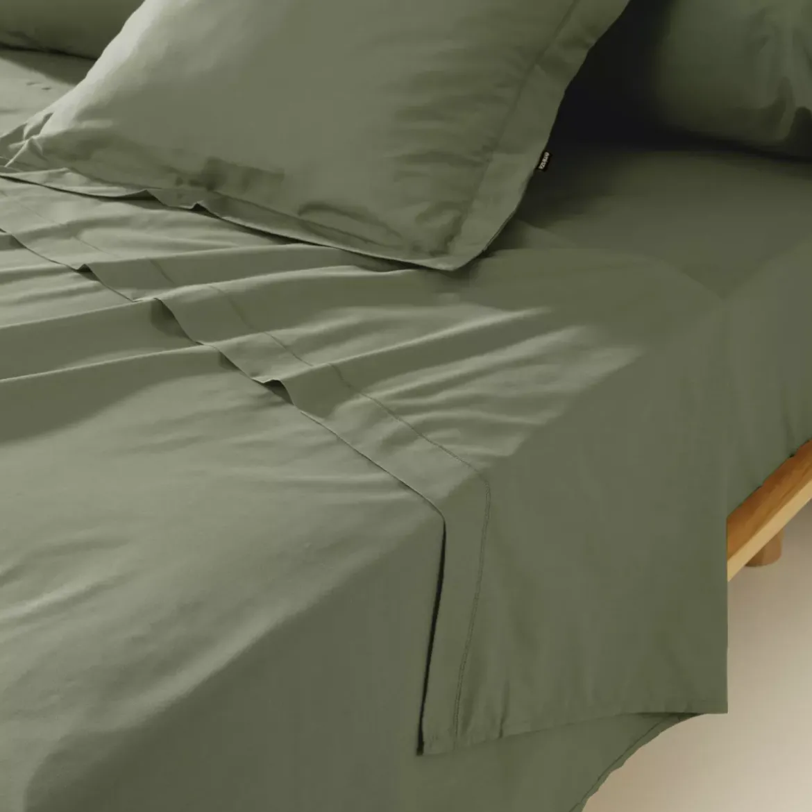 Lenzuolo sopra percalle di cotone (180 x 290 cm) Cali Verde rosmarino