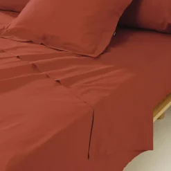 Lenzuolo sopra percalle di cotone (240 x 300 cm) Cali Terracotta