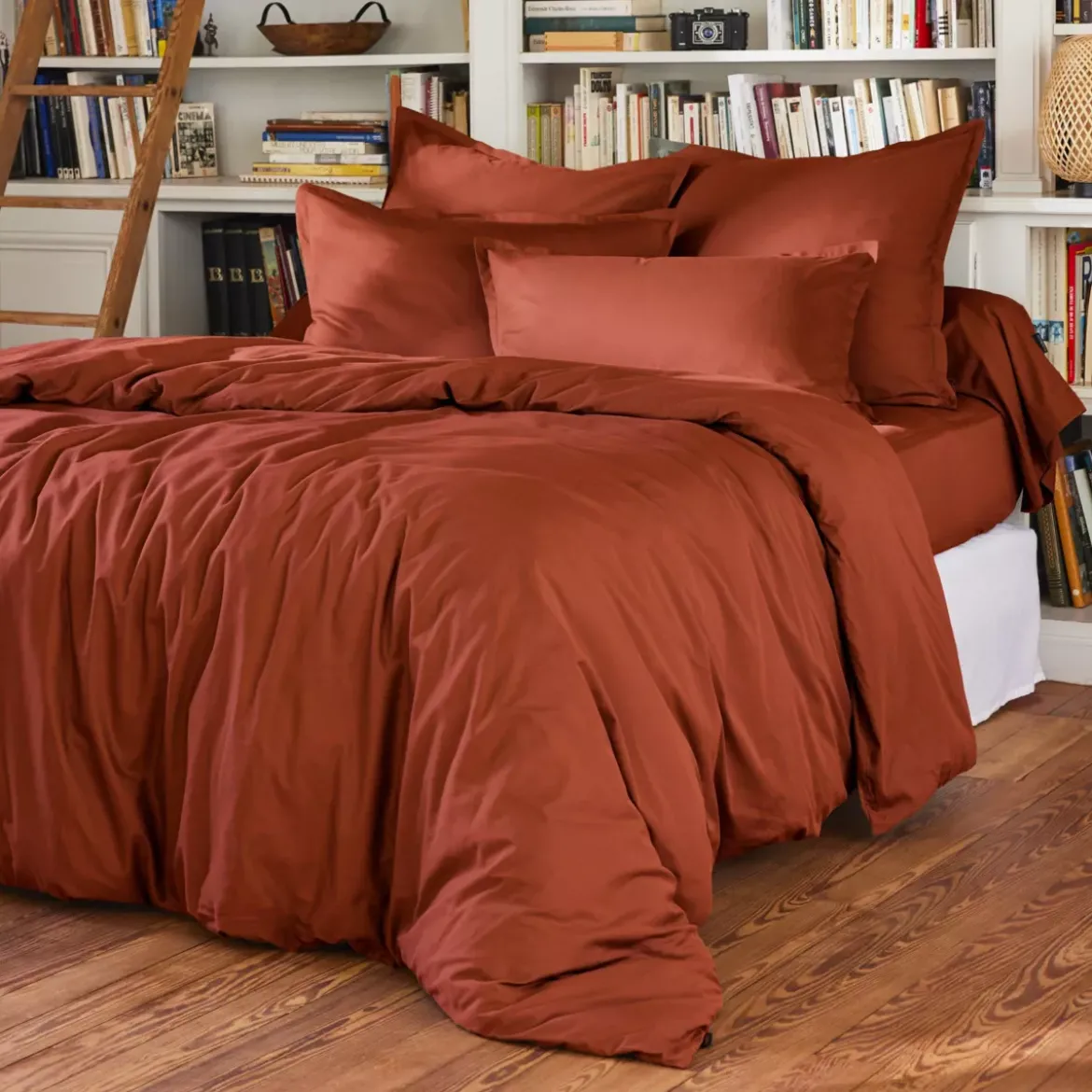 Lenzuolo sopra percalle di cotone (240 x 300 cm) Cali Terracotta