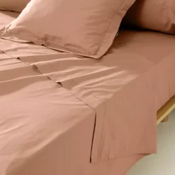 Lenzuolo sopra percalle di cotone (180 x 290 cm) Cali Rosa pesca