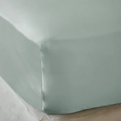 Lenzuolo sotto con angoli in raso di bambù (90 x 200 cm) Sienna Verde eucalipto