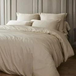 Lenzuolo sotto con angoli in raso di bambù (90 x 190 cm) Sienna Beige