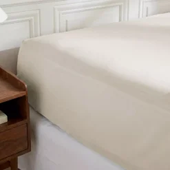 Lenzuolo sotto con angoli in percalle di cotone (90 x 200 cm) - Beige Diane