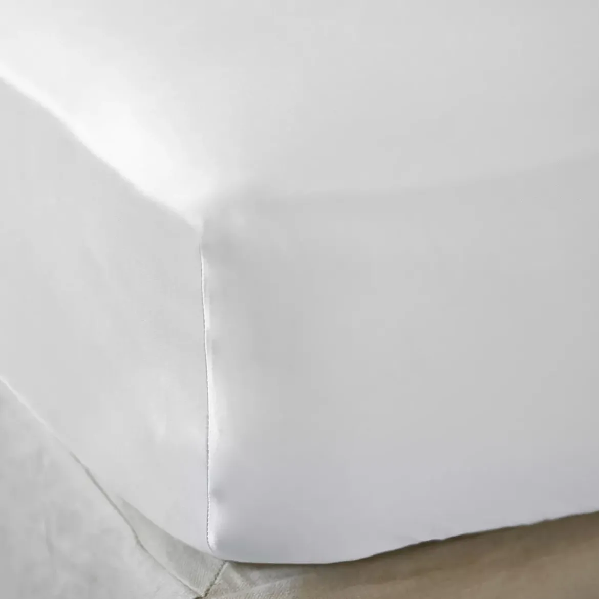Lenzuolo sotto in raso di bambù (90 x 200 cm) Sienna Bianco