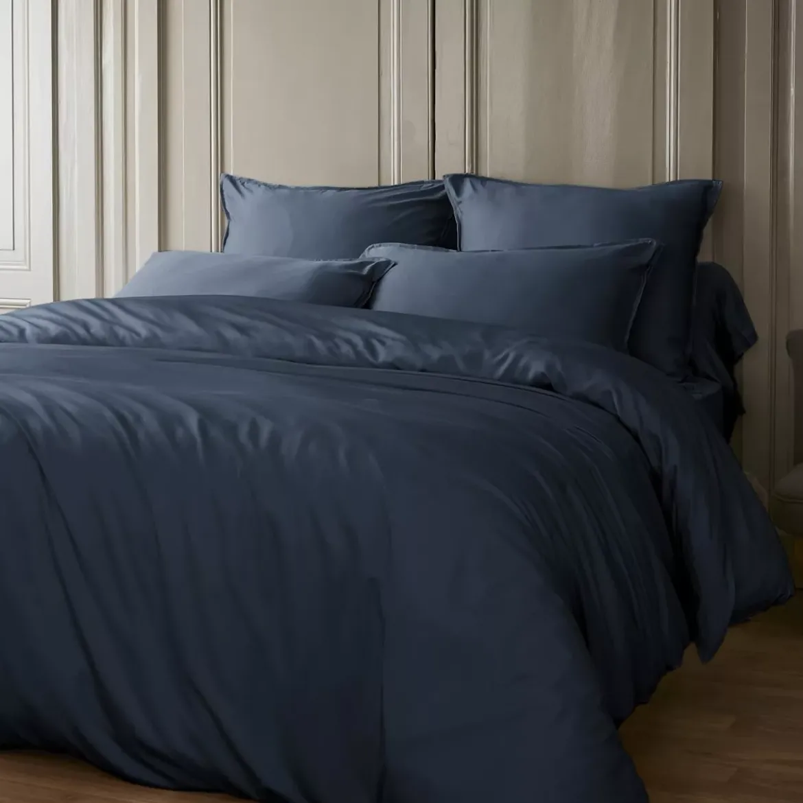 Lenzuolo sotto in raso di bambù (140 x 200 cm) Sienna Blu notte