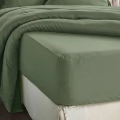 Lenzuolo con angoli in lyocell Tencel™ (90 x 200 cm) Olivia Rosmarino Verde