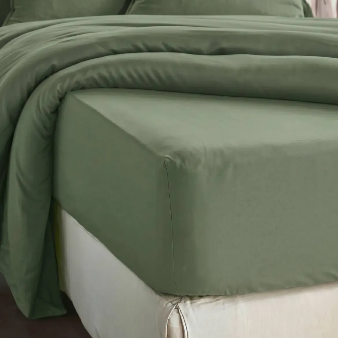 Lenzuolo con angoli in lyocell Tencel™ (90 x 200 cm) Olivia Rosmarino Verde
