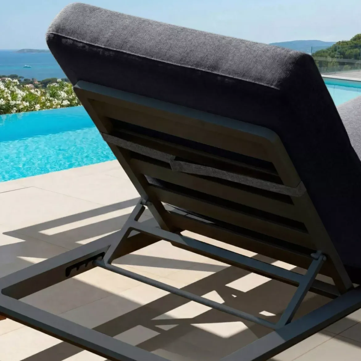 Lettino prendisole alluminio Monte Carlo Grigio antracite