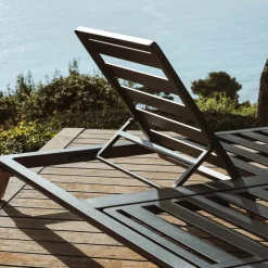Lettino prendisole doppio in alluminio Monte Carlo Grigio antracite