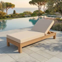 Lettino prendisole in legno d'acacia Bornéo Sabbia