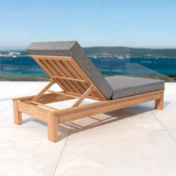Lettino prendisole legno di acacia Bornéo Grigio antracite