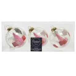 Lotto di 3 palline di Natale di vetro (D80 mm) Cadeau Trasparente