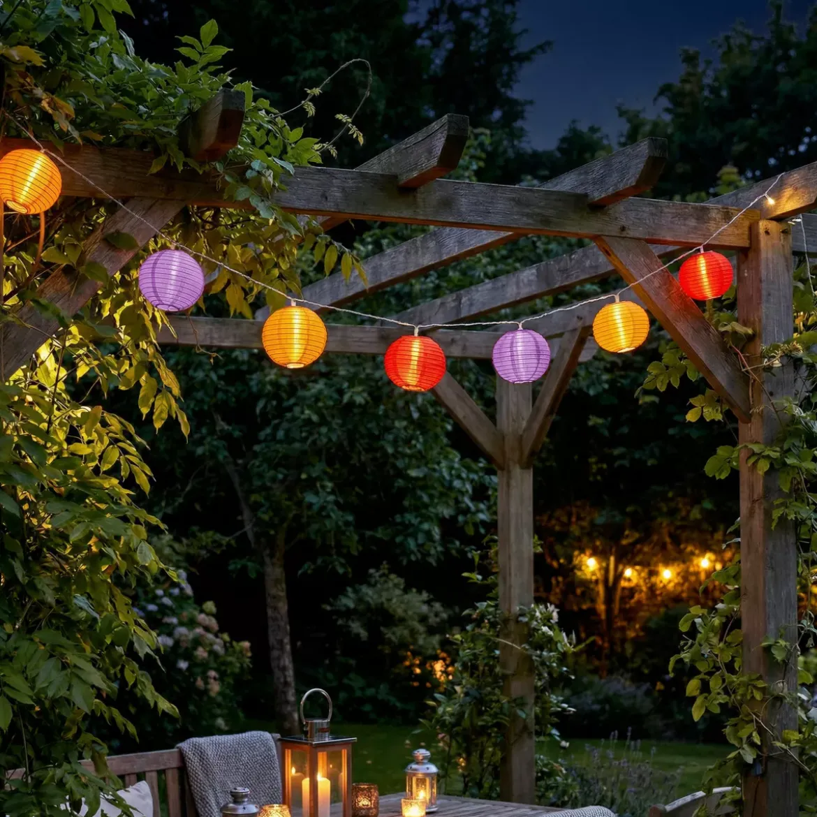 Luminaria da esterno a batteria con 10 LED (2,7 m) Lanterne cinesi Multicolore