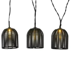 Luminaria solare in resina intrecciata Garden chic Nero 10 LED (2,70 m)