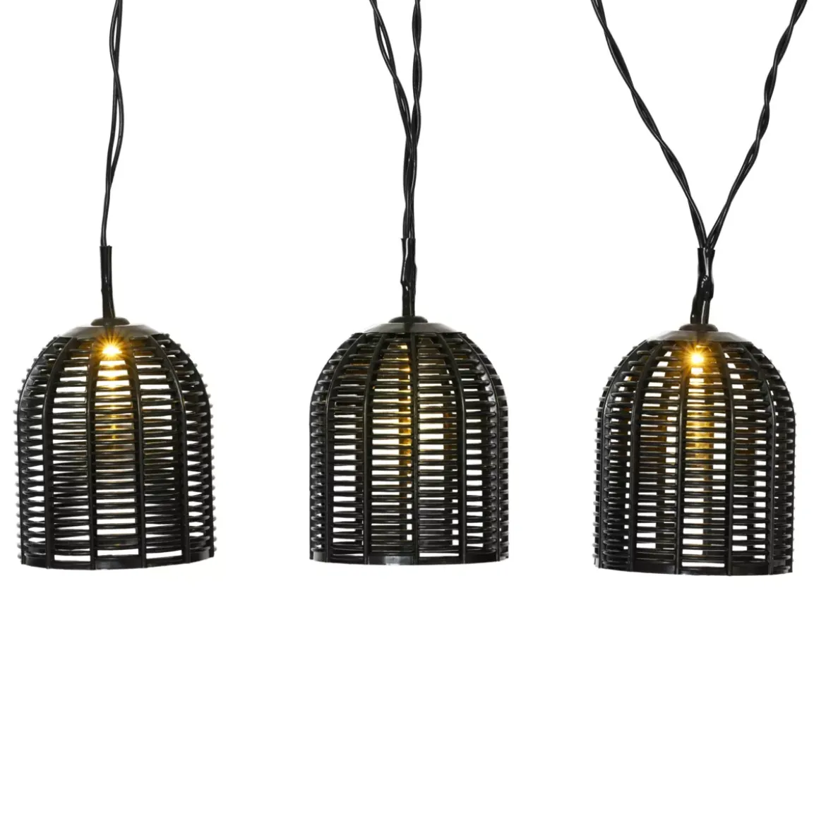 Luminaria solare in resina intrecciata Garden chic Nero 10 LED (2,70 m)