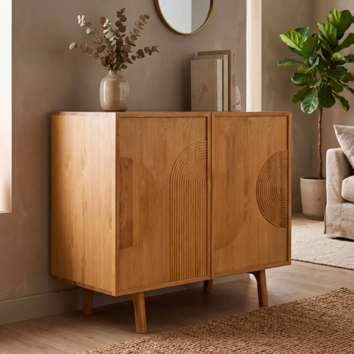 Madia alta 2 ante in rovere (100 x 100 cm) Olys naturale