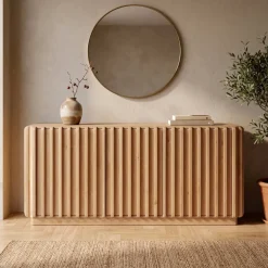 Madia 3 ante in legno massello di rovere (158 x 75 cm) Altos Naturale