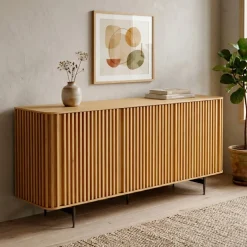 Madia 3 ante in rovere massiccio e metallo (159 x 76 cm) Rytm Naturale