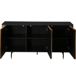 Madia 3 ante in rovere massiccio e metallo (159 x 76 cm) Rytm Nero