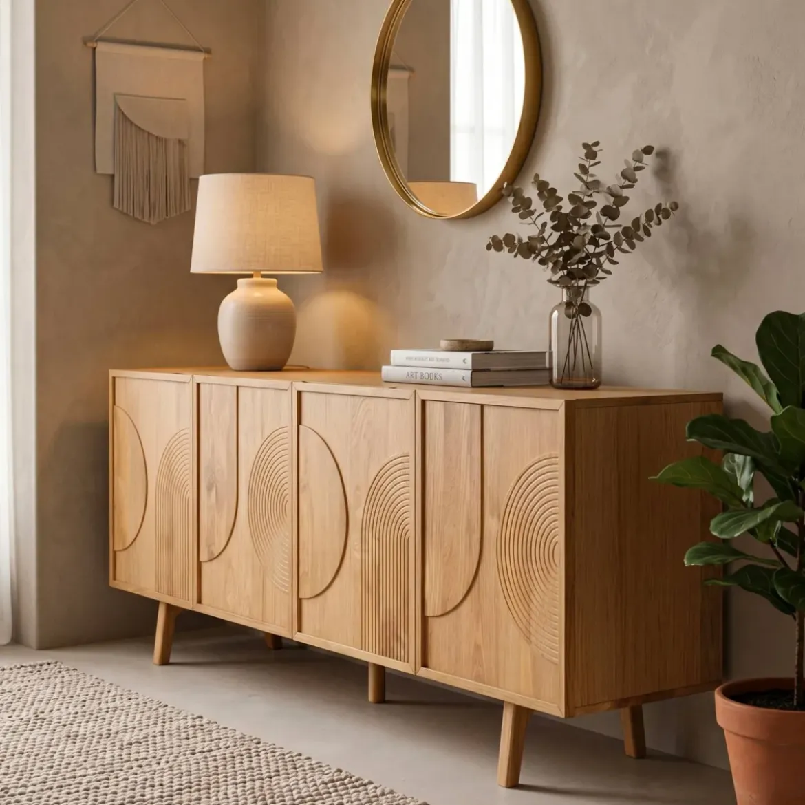 Madia 4 ante in rovere (200 x 80 cm) Olys Naturale