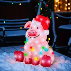 Maialino luminoso 100 LED (H41 cm) Baby Gaston Multicolore