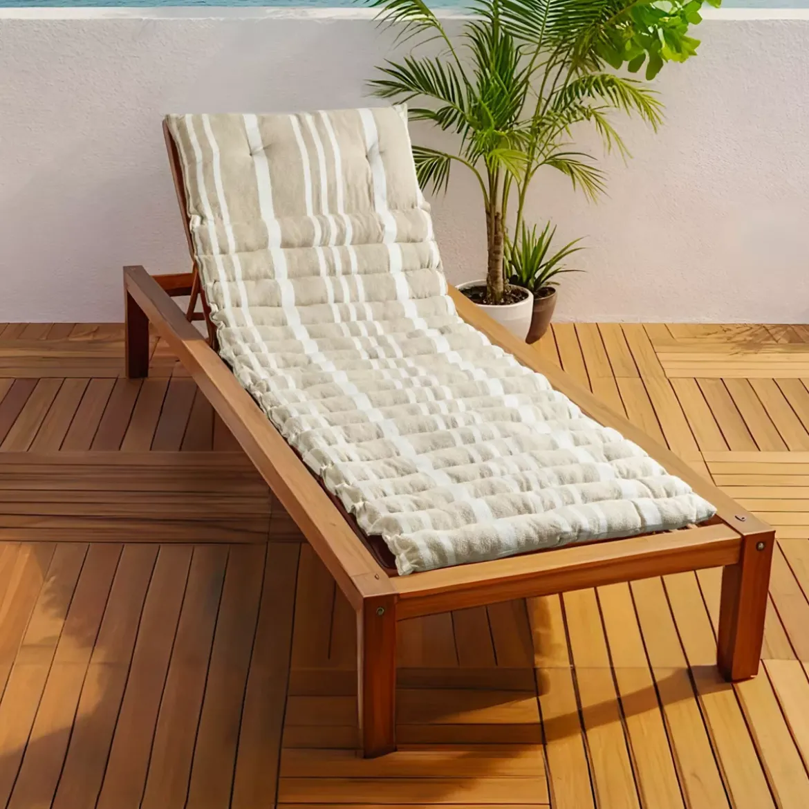 Materassino per lettino prendisole arrotolabile (180 x 60 cm) Nautira Ecru