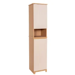 Mobile colonna bagno con cesto per biancheria integrato in legno (173 x 38 cm) Rivoli Naturale