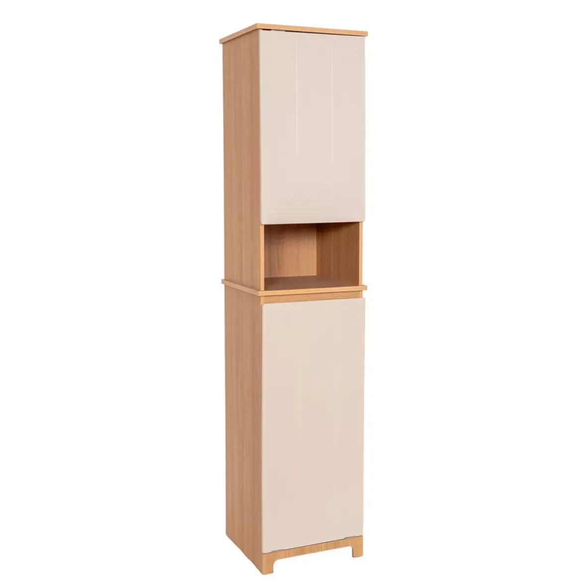 Mobile colonna bagno con cesto per biancheria integrato in legno (173 x 38 cm) Rivoli Naturale