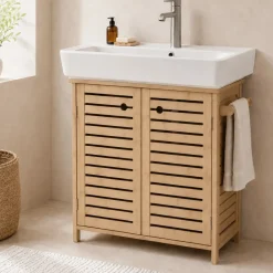 Mobile da bagno con porta asciugamani (67 x H70 cm) Trinidad Naturale