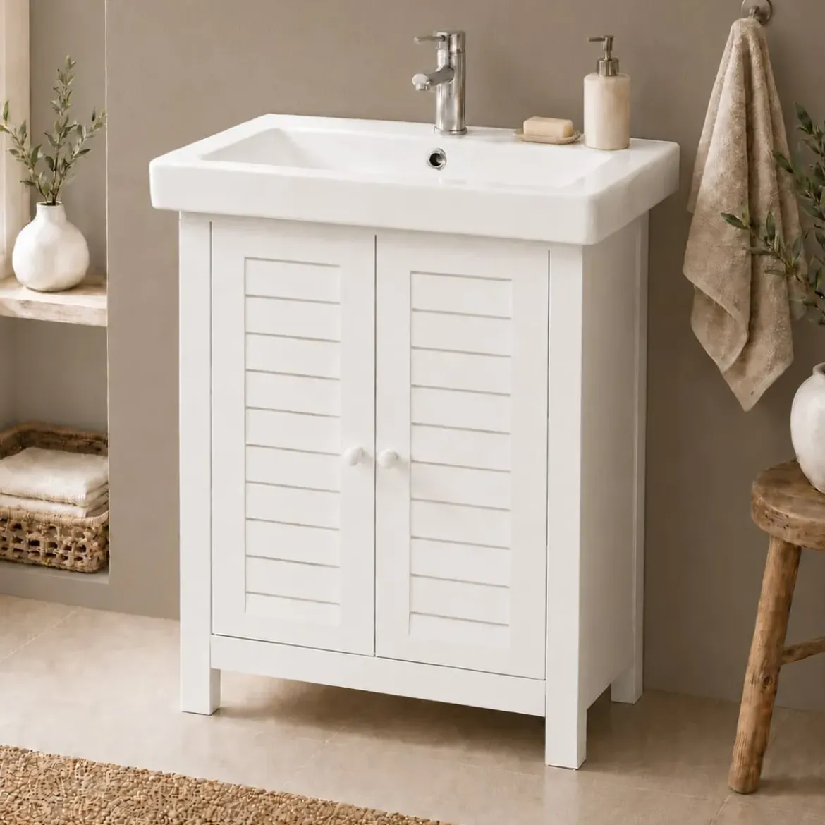 Mobile da bagno (60 x H70 cm) Santorin Bianco