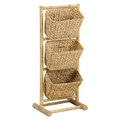 Mobile inclinato 3 cesti bambù e giacinto d'acqua (Alt 92 cm) Hanoï