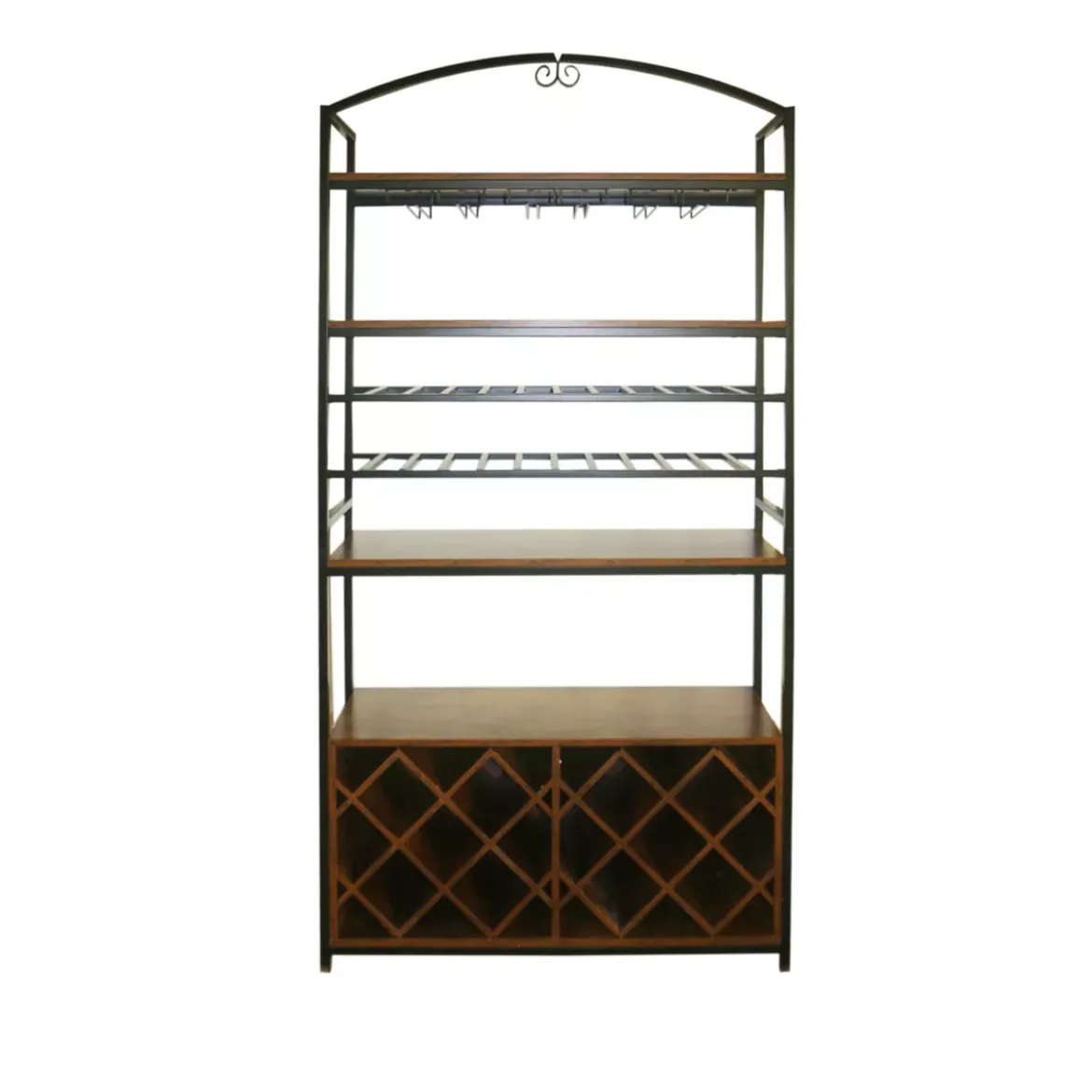 Mobile portabottiglie industriale 32 scomparti e portabicchieri (H180 cm) Marceau Marrone