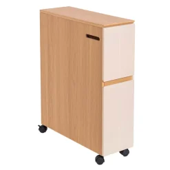 Mobile porta rotoli carta igienica multifunzione con 2 cassetti e ruote Rivoli Naturale