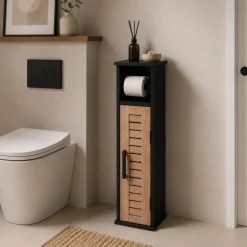 Mobile porta rotolo carta igienica con riserva (H75 cm) Bergen Nero