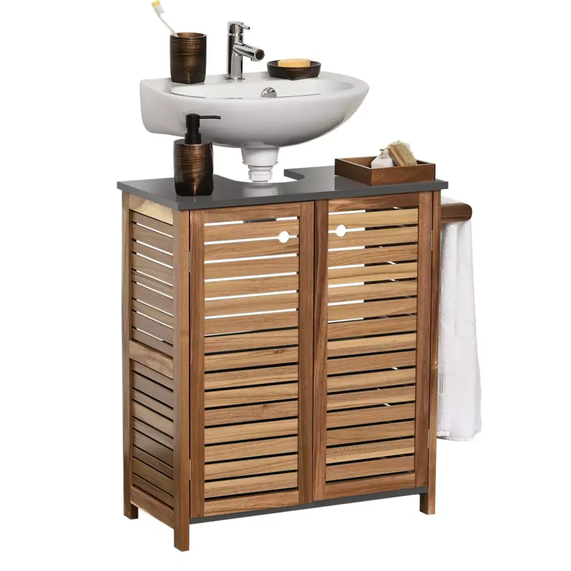 Mobile sotto lavabo con porta asciugamani Elément Acacia