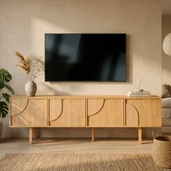 Mobile TV 4 ante in rovere (180 x 55 cm) Olys Naturale